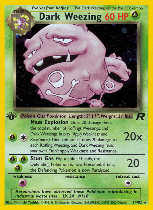 Dark Weezing (14) - Team Rocket 14 (Foil) - Heavily Played