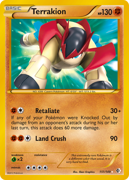 Terrakion - Boundaries Crossed 151  (Foil) - Near Mint