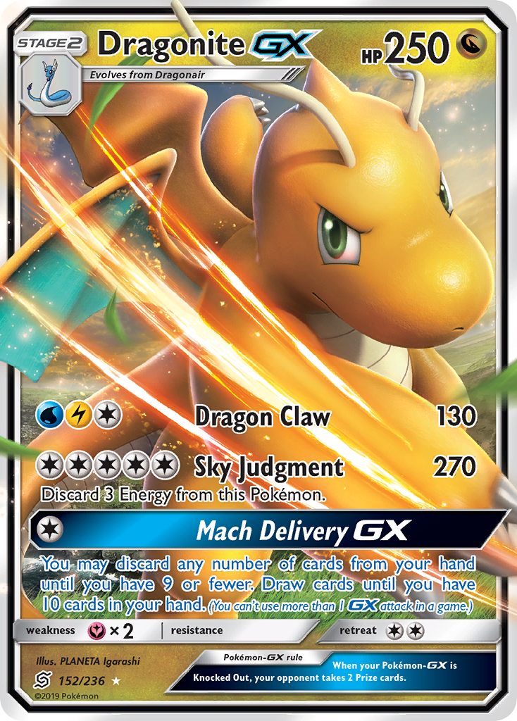 Dragonite GX - Unified Minds 152/236 (Foil) - Lightly Played
