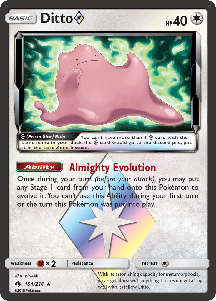 Ditto Prism Star - Lost Thunder 154  (Foil) - Lightly Played - Ungraded
