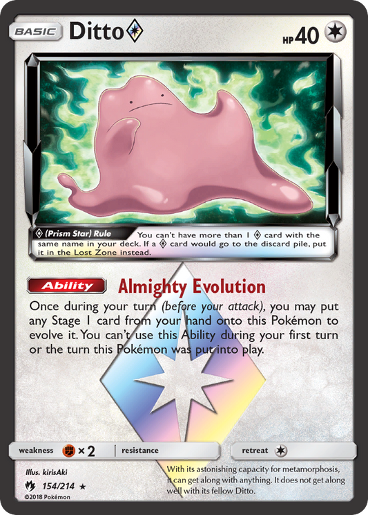 Ditto Prism Star - Lost Thunder 154  (Foil) - Lightly Played - Ungraded