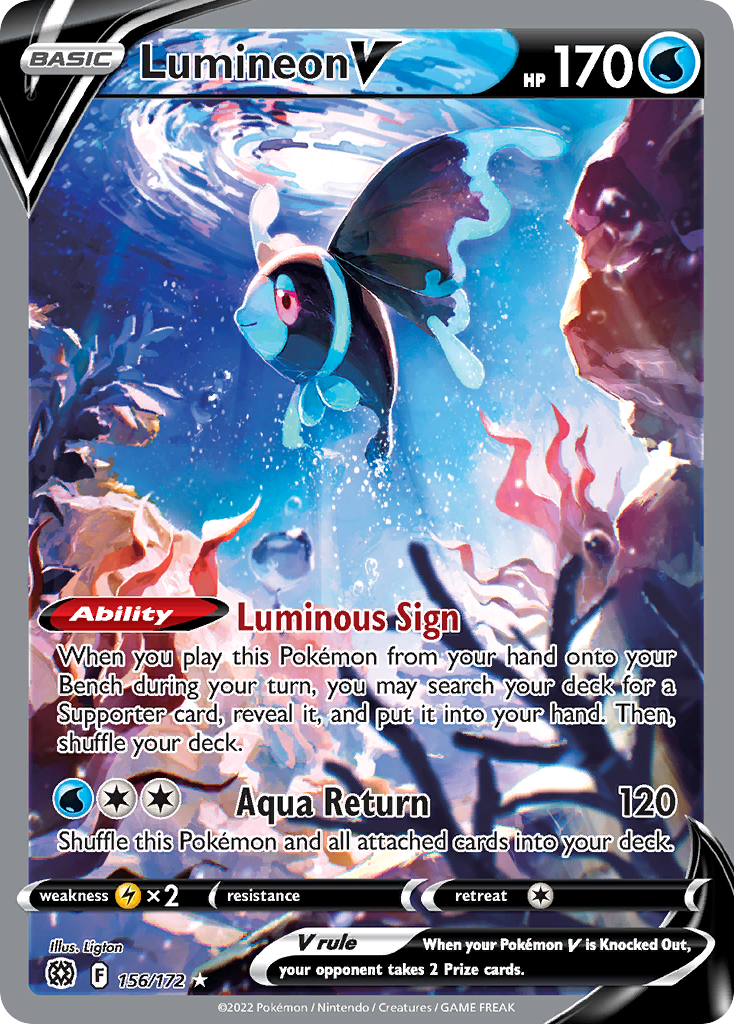 Lumineon V (Alternate Full Art) - Brilliant Stars 156/172 (Foil) - Near Mint