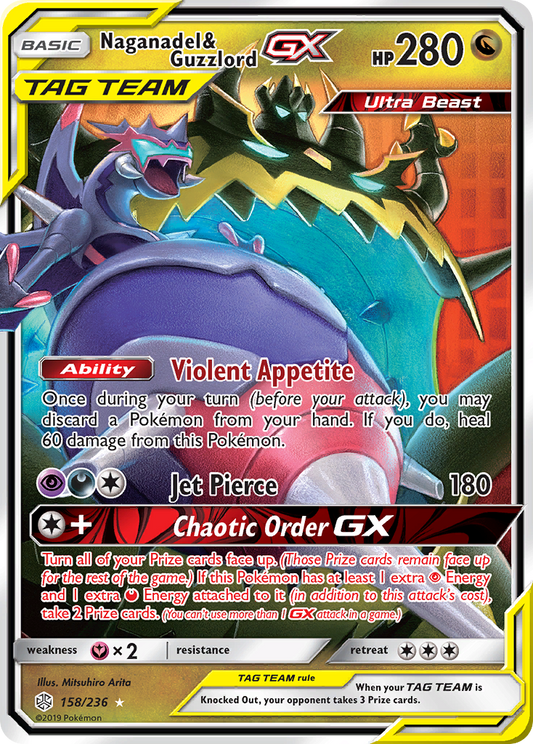 Naganadel & Guzzlord GX - Cosmic Eclipse 158/236  (Foil) - Near Mint - Ungraded