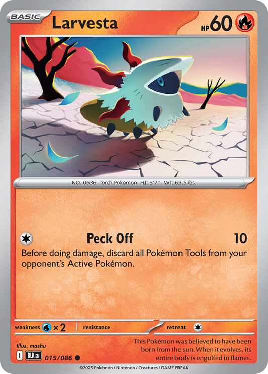 Larvesta (Poke Ball Pattern) - Black Bolt 015/086 (Foil) - Near Mint