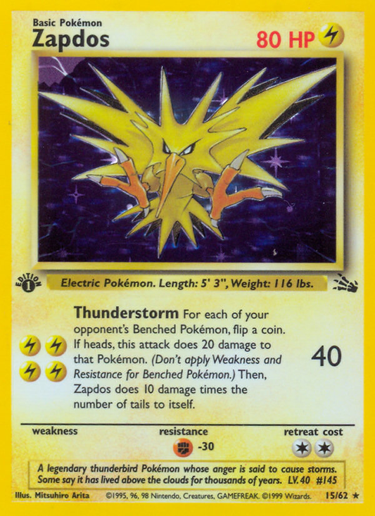 Zapdos (15) - Fossil 15 (Foil) (Unlimited) - Moderately Played
