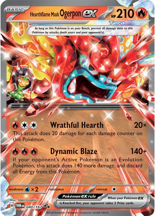 Hearthflame Mask Ogerpon ex (Twilight Masquerade Stamp) - Miscellaneous Cards & Products 040/167  (Foil) - Near Mint