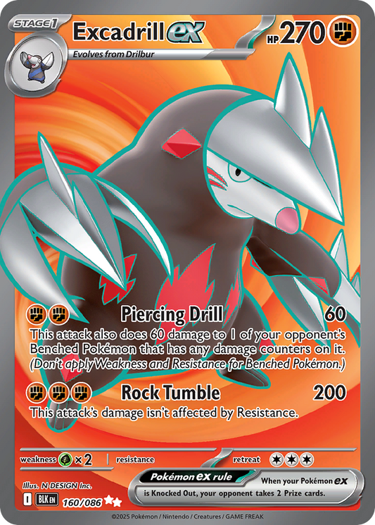 Excadrill ex - Black Bolt 160/086 (Foil) - Near Mint