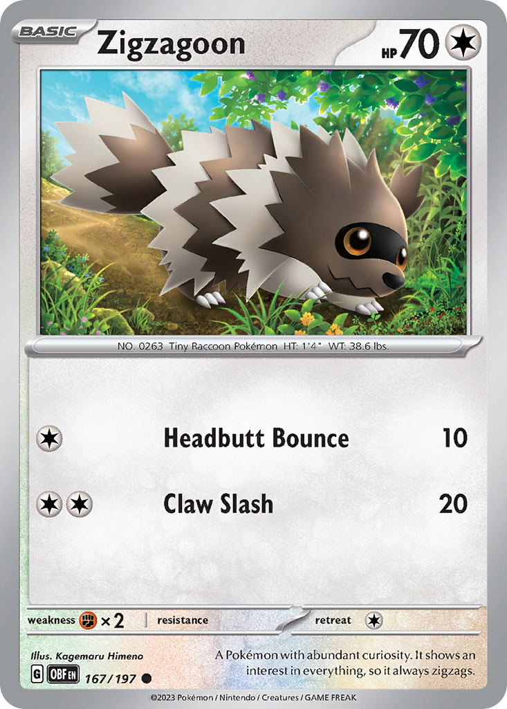 Zigzagoon - Obsidian Flames 167/197 (Foil) - Near Mint