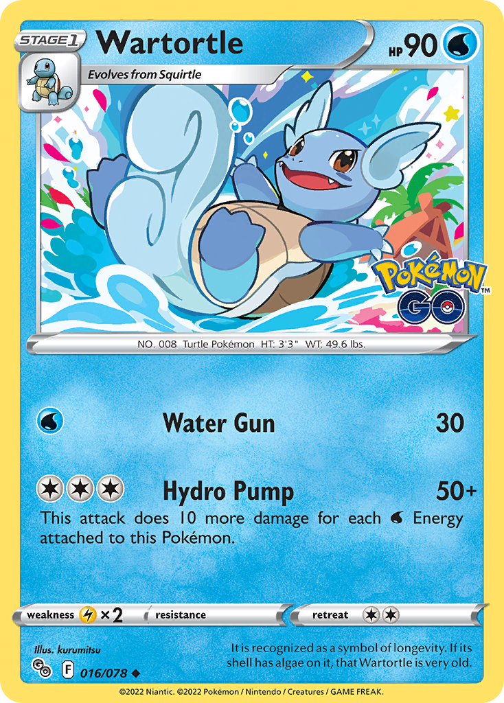 Wartortle - Pokemon Go 016/078 - Near Mint