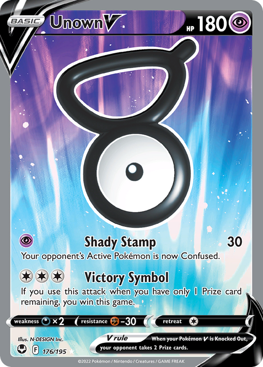 Unown V - Silver Tempest 176/195  (Foil) - Near Mint - Ungraded