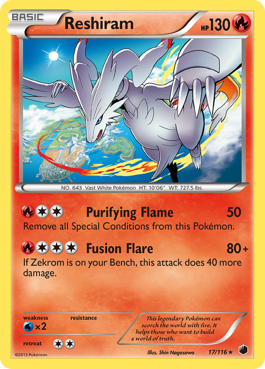 Reshiram - Plasma Freeze 17  (Foil) - Lightly Played