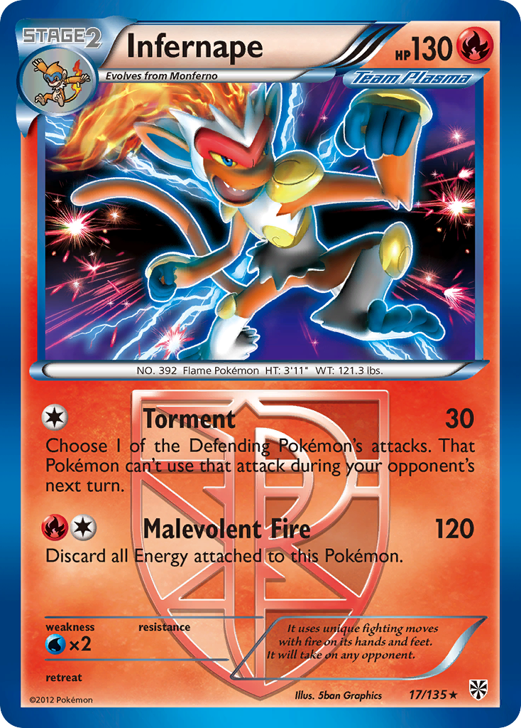 Infernape (Team Plasma) - Plasma Storm 17 (Foil) - Lightly Played