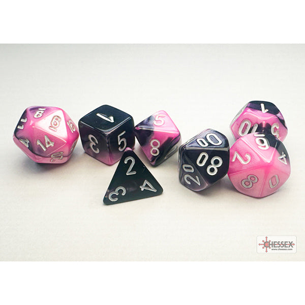 Chessex: 7-Die Set Mini Gemini: Black-Pink/White