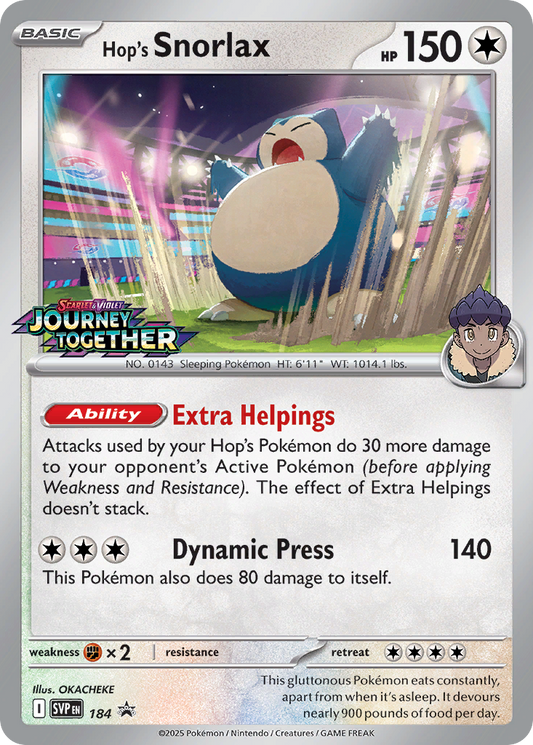Hop's Snorlax (Prerelease) - Scarlet & Violet Promo 184  (Foil) - Near Mint - Ungraded