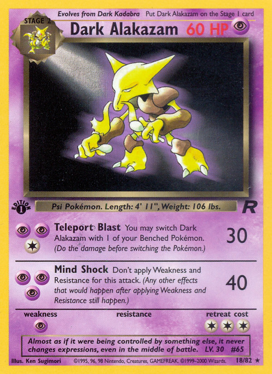 Dark Alakazam (18) - Team Rocket 18  - Heavily Played - Ungraded