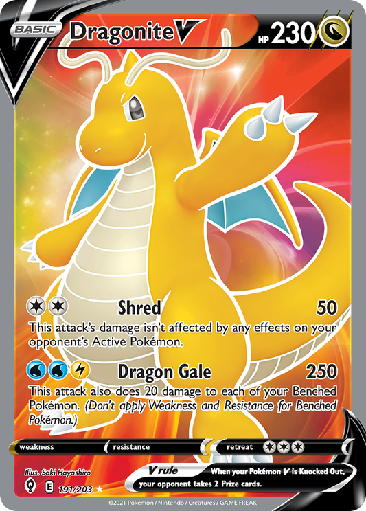 Dragonite V (Full Art) - Evolving Skies 191/203  (Foil) - Near Mint - Ungraded