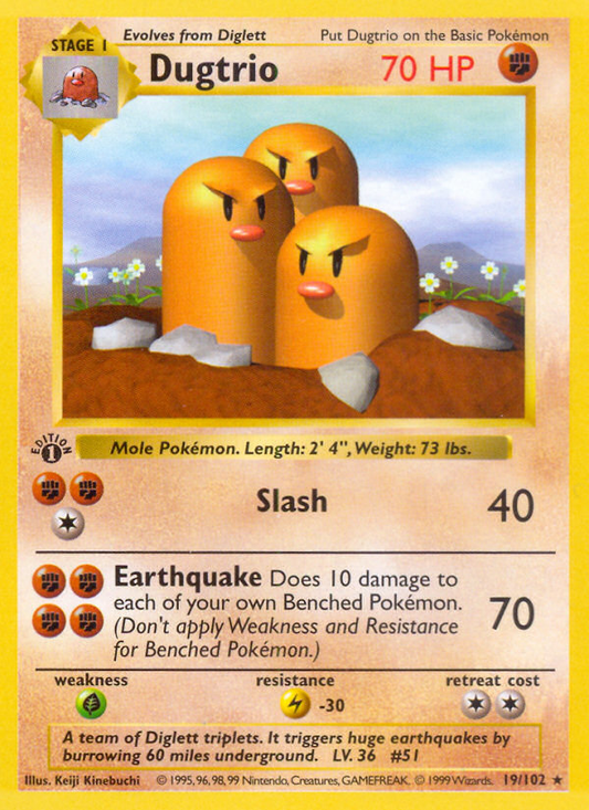 Dugtrio - Base Set (Unlimited) 19  - Damaged