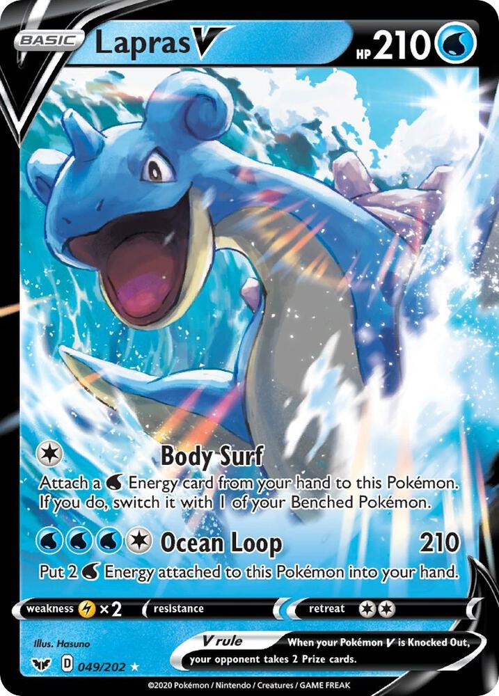 Lapras V - Sword & Shield Base Set 049/202  (Foil) - Heavily Played - Ungraded