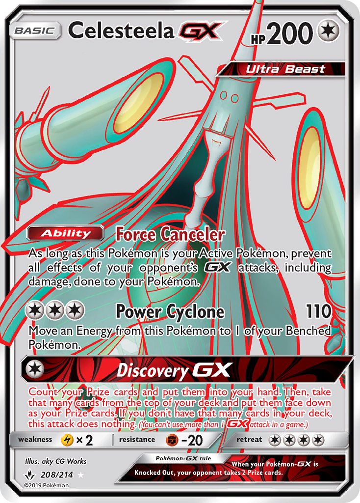 Celesteela GX (Full Art) - Unbroken Bonds 208 (Foil) - Moderately Played