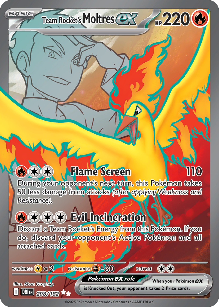 Team Rocket's Moltres ex - Destined Rivals 208/182 (Foil) - Near Mint