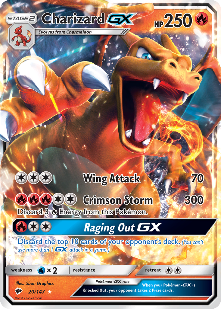 Charizard GX - Burning Shadows 20/147  (Foil) - Lightly Played