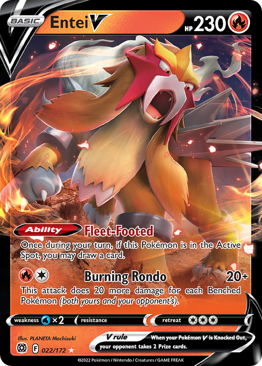 Entei V - Brilliant Stars 022/172  (Foil) - Near Mint - Ungraded
