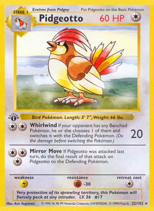 Pidgeotto - Base Set (Unlimited) 22 - Lightly Played