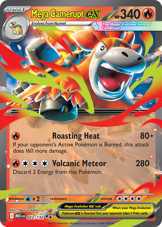 Mega Camerupt ex - Mega Evolution 022/132 (Foil) - Near Mint