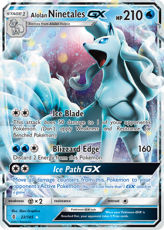 Alolan Ninetales GX - Guardians Rising 22/145  (Foil) - Moderately Played