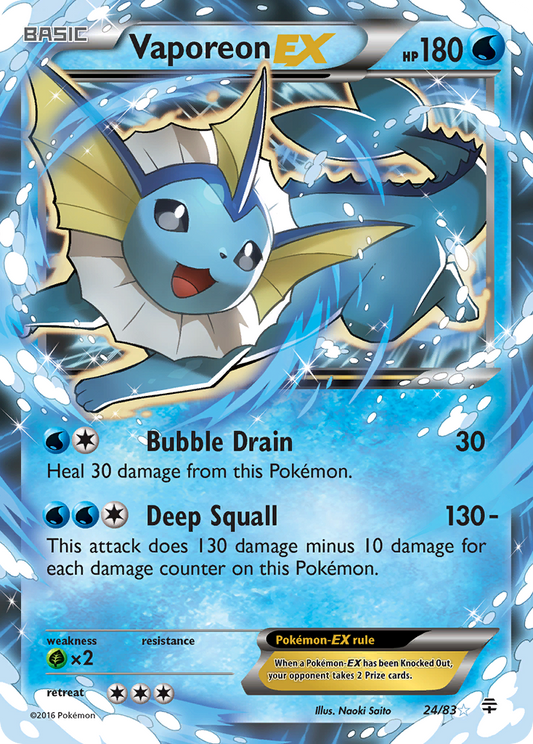 Vaporeon EX - Generations 24  (Foil) - Near Mint - Foil