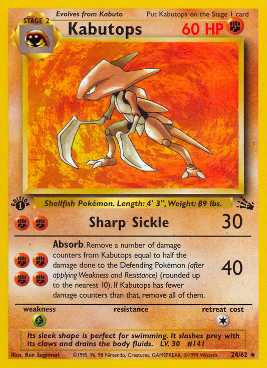 Kabutops (24) - Fossil 24 - Lightly Played