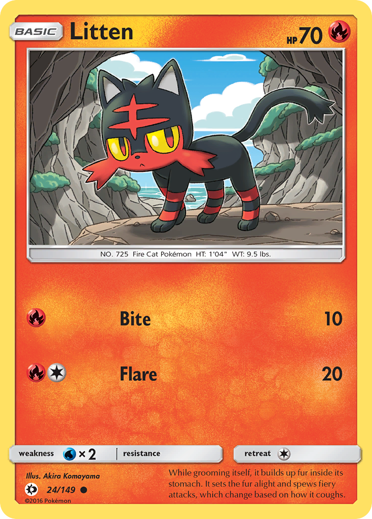 Litten - Sun & Moon 24  (Foil) - Near Mint