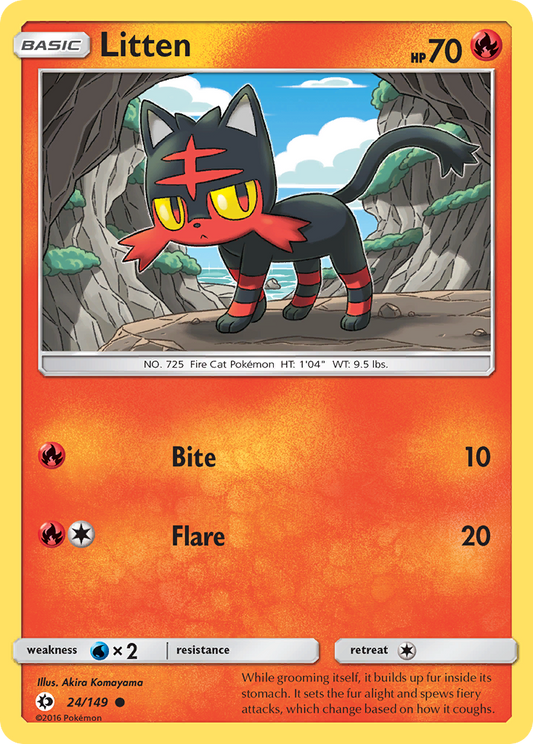 Litten - Sun & Moon 24  (Foil) - Near Mint