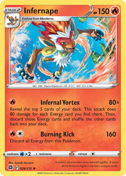 Infernape - Brilliant Stars 026/172 (Foil) - Near Mint