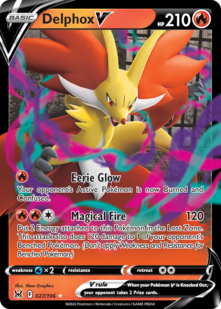 Delphox V - Lost Origin 027/196  (Foil) - Near Mint - Ungraded