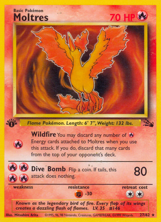 Moltres - Fossil 27 (First Edition) - Lightly Played
