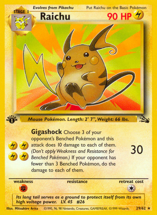 Raichu - Fossil 29 (First Edition) - Near Mint