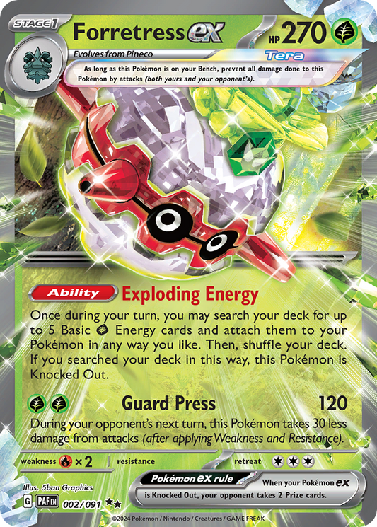 Forretress ex - Paldean Fates 002/091 (Foil) - Near Mint