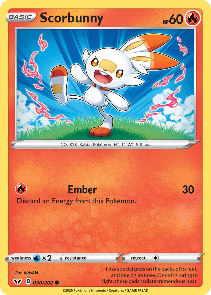 Scorbunny (030) - Sword & Shield Base Set 030/202 (Foil) - Near Mint