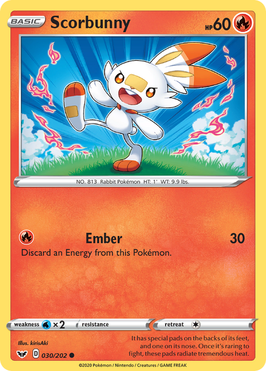 Scorbunny (030) - Sword & Shield Base Set 030/202 (Foil) - Near Mint