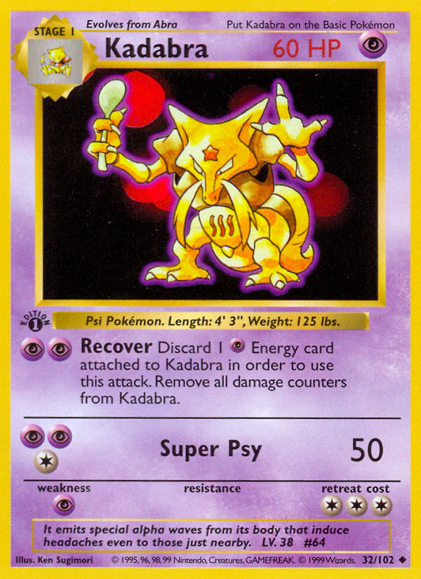 Kadabra - Base Set (Unlimited) 32 - Moderately Played
