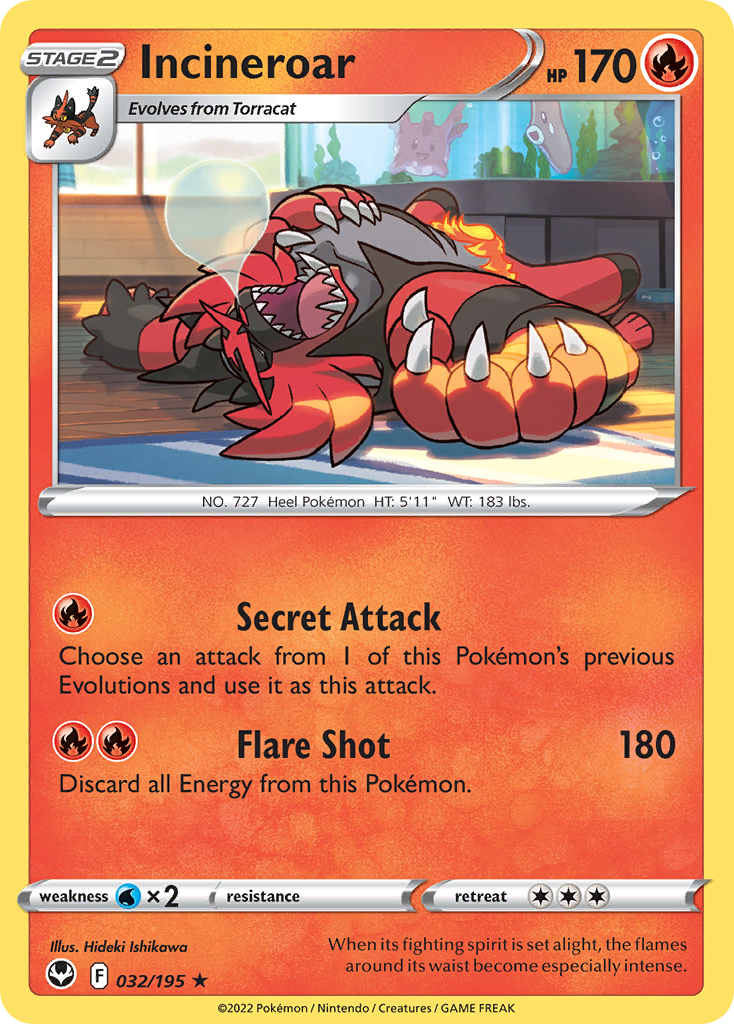 Incineroar - Silver Tempest 032/195 (Foil) - Near Mint
