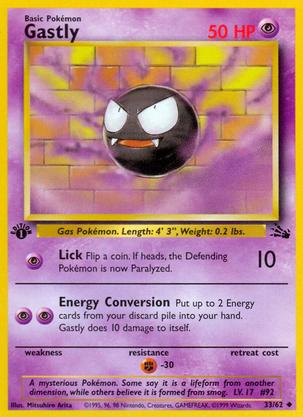Gastly - Fossil 33 - Moderately Played