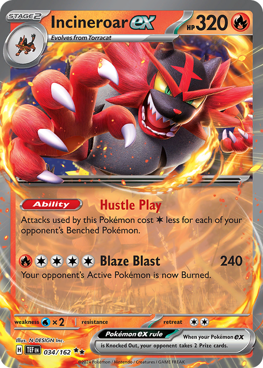 Incineroar ex - Temporal Forces 034/162 (Foil) - Near Mint