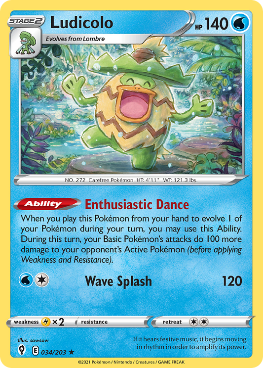 Ludicolo - Evolving Skies 034/203  (Foil) - Near Mint - Ungraded