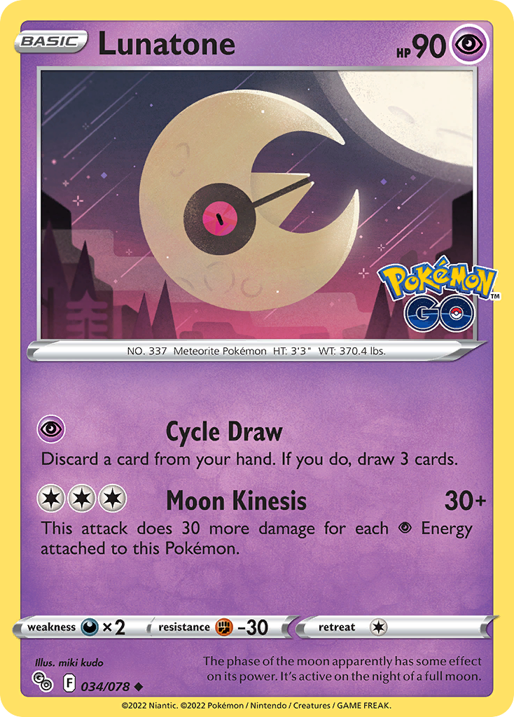 Lunatone - Pokemon Go 034/078 - Near Mint