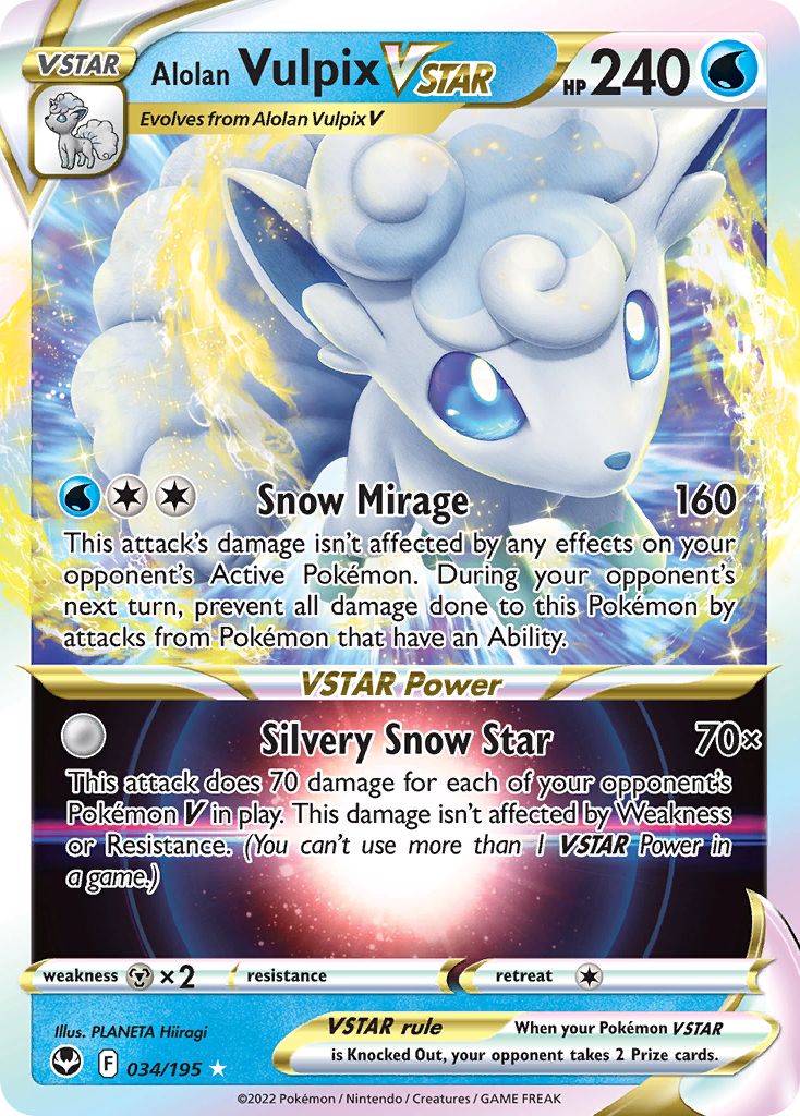 Alolan Vulpix VSTAR - Silver Tempest 034/195 (Foil) - Near Mint
