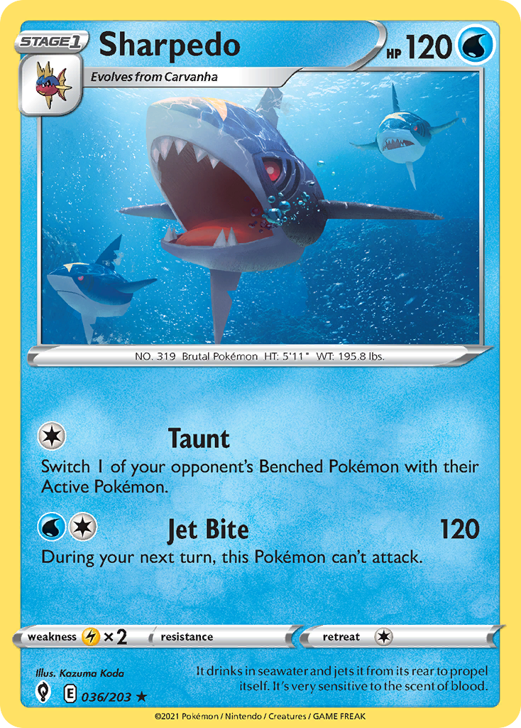 Sharpedo - Evolving Skies 036/203 (Foil) - Near Mint