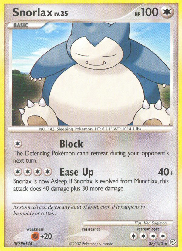 Snorlax - Diamond and Pearl 37 - Heavily Played