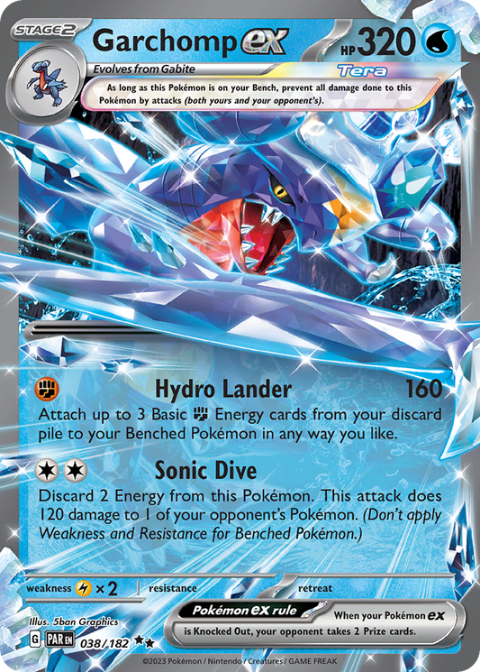 Garchomp ex - Paradox Rift 038/182 (Foil) - Near Mint
